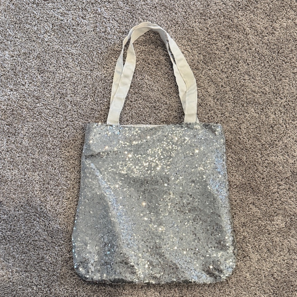Silver Sequin Tote Bag